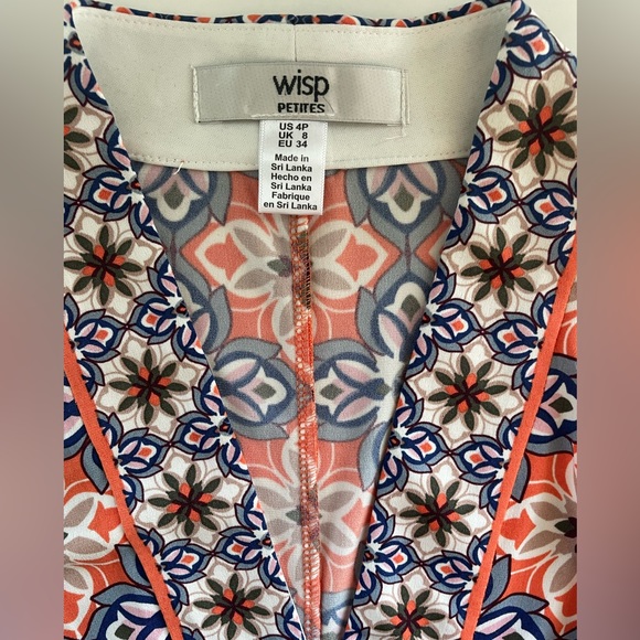 Wisp | Ryenne Jersey Knee-Length Dress | Orange Multicolor | Size 4 Petite - Picture 5 of 5
